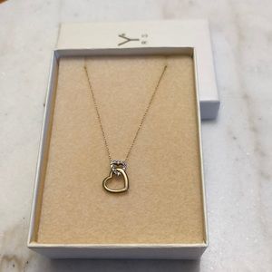 10K gold dual heart diamond necklace